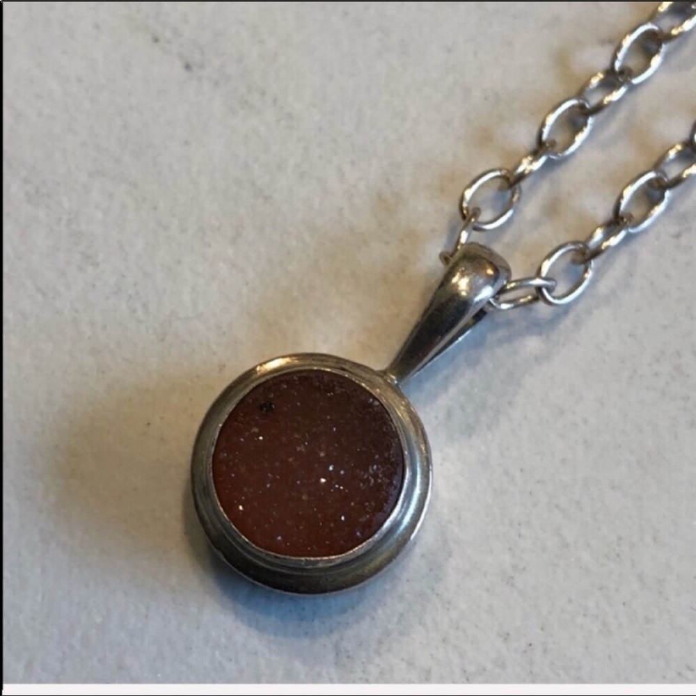 EXEX-925 Silver & Pink Druzy VTG Pendant Boho Statement Necklace